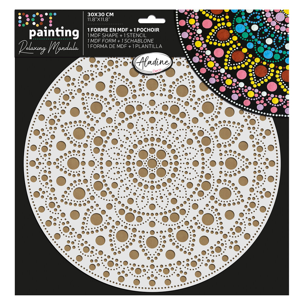 Aladine Dot Painting MDF Board & Stencil 30cm Round (85507) Aladine Dot Painting MDF Board & Stencil 30cm Round (85507)