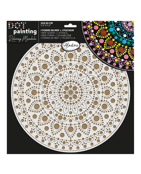 Aladine Dot Painting MDF Board & Stencil 30cm Round (85507)