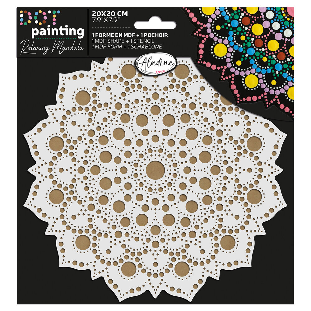 Aladine Dot Painting MDF Board & Stencil 20cm Sun (85503) Aladine Dot Painting MDF Board & Stencil 20cm Sun (85503)