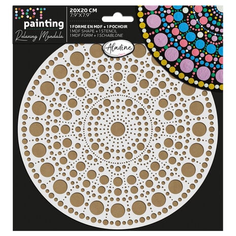 Aladine Dot Painting MDF Board & Stencil 20cm Round (85501) Aladine Dot Painting MDF Board & Stencil 20cm Round (85501)