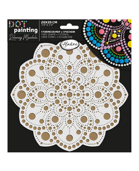Aladine Dot Painting MDF Board & Stencil 20cm Peony (85502)