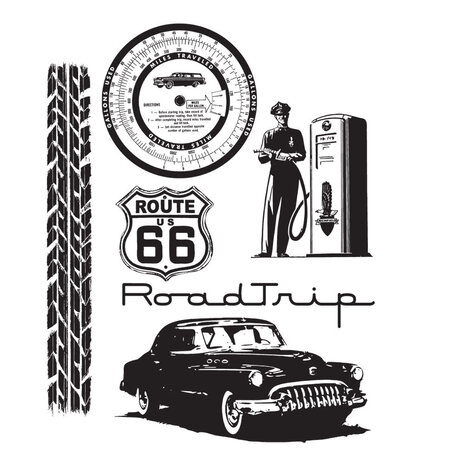 Stampers Anonymous Road Trip Tim Holtz Cling Stamps (CMS128) Stampers Anonymous Road Trip Tim Holtz Cling Stamps (CMS128)