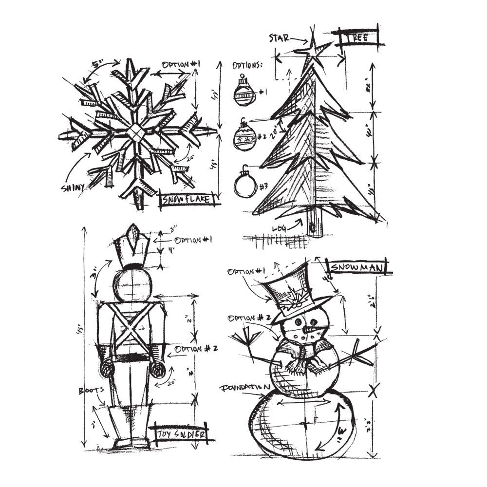 Stampers Anonymous Christmas Blueprint Tim Holtz Cling Stamps (CMS135) Stampers Anonymous Christmas Blueprint Tim Holtz Cling Stamps (CMS135)