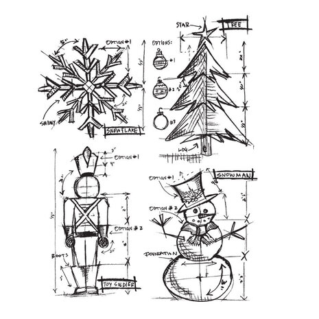 Stampers Anonymous Christmas Blueprint Tim Holtz Cling Stamps (CMS135) Stampers Anonymous Christmas Blueprint Tim Holtz Cling Stamps (CMS135)