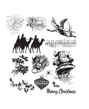 Stampers Anonymous Mini Holidays 4 Tim Holtz Cling Stamps (CMS142)