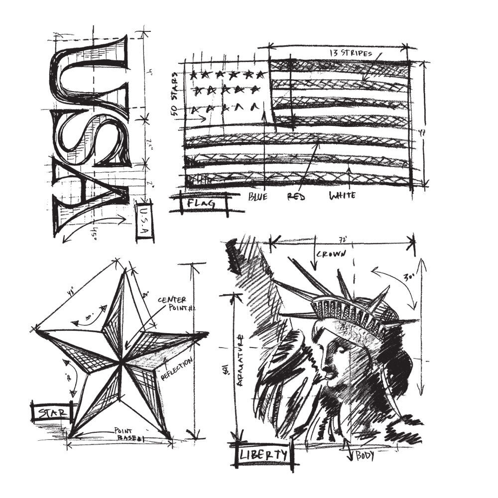 Stampers Anonymous Americana Blueprint Tim Holtz Cling Stamps (CMS145) Stampers Anonymous Americana Blueprint Tim Holtz Cling Stamps (CMS145)