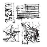 Stampers Anonymous Americana Blueprint Tim Holtz Cling Stamps (CMS145)