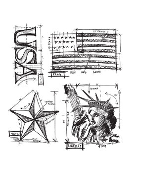Stampers Anonymous Americana Blueprint Tim Holtz Cling Stamps (CMS145)
