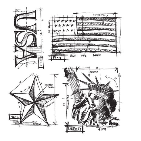 Stampers Anonymous Americana Blueprint Tim Holtz Cling Stamps (CMS145) Stampers Anonymous Americana Blueprint Tim Holtz Cling Stamps (CMS145)
