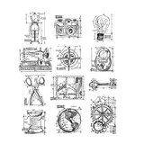 Stampers Anonymous Mini Blueprints 3 Tim Holtz Cling Stamps (CMS150)