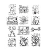 Stampers Anonymous Mini Blueprints 3 Tim Holtz Cling Stamps (CMS150) Stampers Anonymous Mini Blueprints 3 Tim Holtz Cling Stamps (CMS150)
