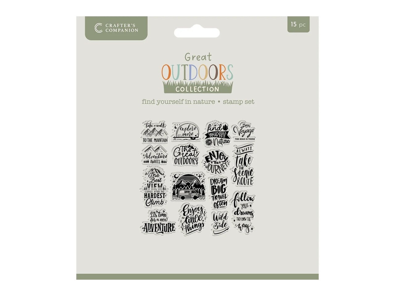 Crafter's Companion The Great Outdoors Clear Acrylic Stamp Set Find Yourself in Nature (CC-TGO-CA-ST-FYIN)