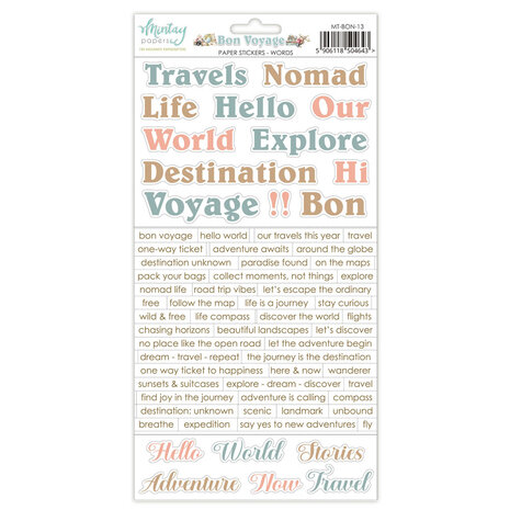 Mintay Bon Voyage 6x12 Inch Paper Stickers Words (MT-BON-13)
