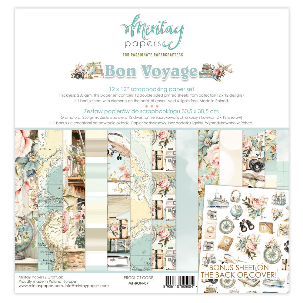 Mintay Bon Voyage 12x12 Inch Scrapbooking Paper Set (MT-BON-07) Mintay Bon Voyage 12x12 Inch Scrapbooking Paper Set (MT-BON-07)