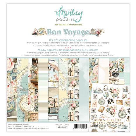 Mintay Bon Voyage 12x12 Inch Scrapbooking Paper Set (MT-BON-07) Mintay Bon Voyage 12x12 Inch Scrapbooking Paper Set (MT-BON-07)