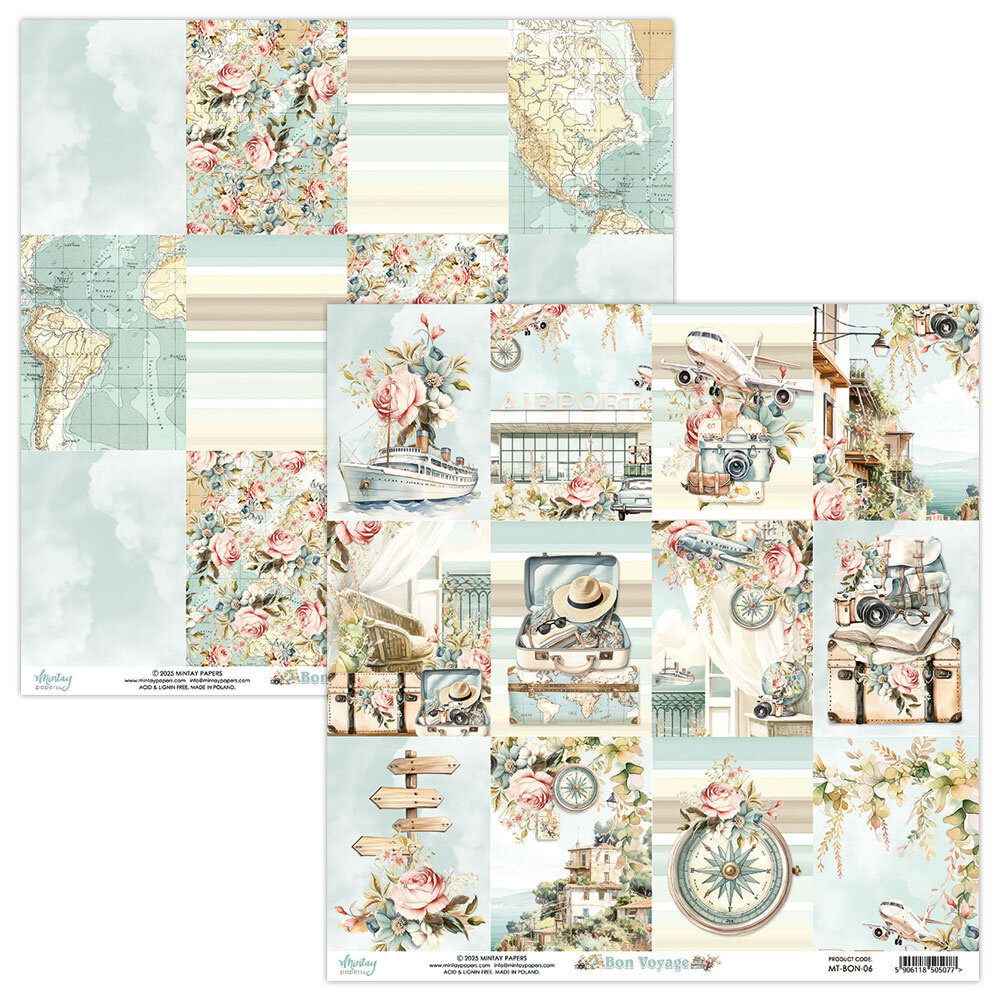 Mintay Bon Voyage 12x12 Inch Scrapbooking Paper Set (MT-BON-07) Mintay Bon Voyage 12x12 Inch Scrapbooking Paper Set (MT-BON-07)