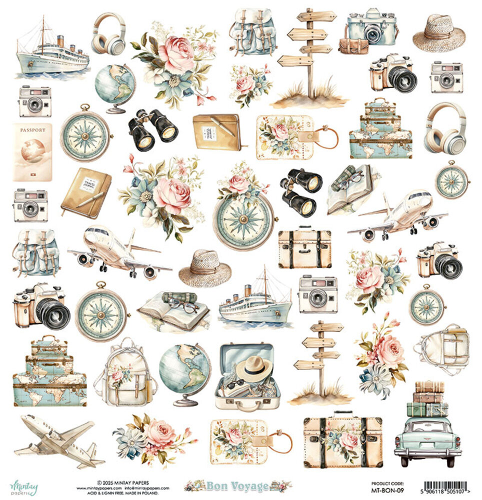 Mintay Bon Voyage 12x12 Inch Paper Elements (MT-BON-09)