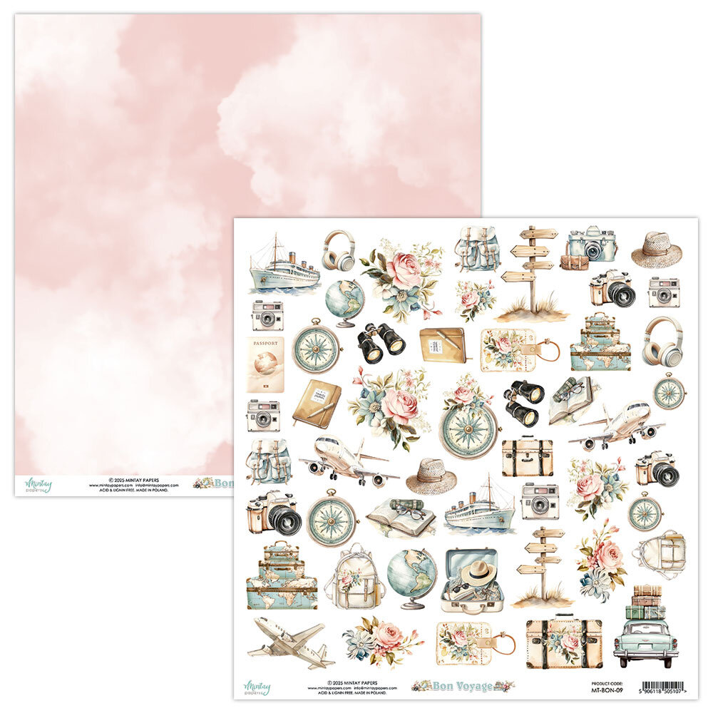 Mintay Bon Voyage 12x12 Inch Scrapbooking Paper Set (MT-BON-07) Mintay Bon Voyage 12x12 Inch Scrapbooking Paper Set (MT-BON-07)