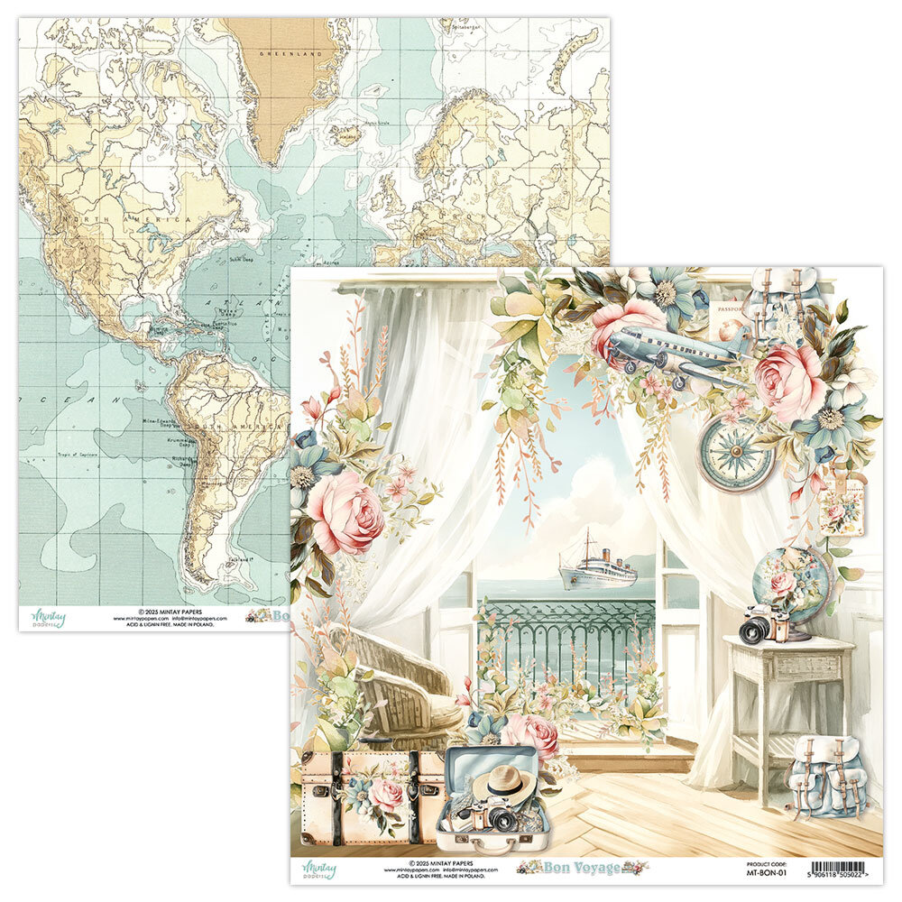 Mintay Bon Voyage 8x8 Inch Scrapbooking Paper Pad (MT-BON-08) Mintay Bon Voyage 8x8 Inch Scrapbooking Paper Pad (MT-BON-08)