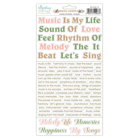 Mintay Music Garden 6x12 Inch Paper Stickers Words (MT-MUS-13)