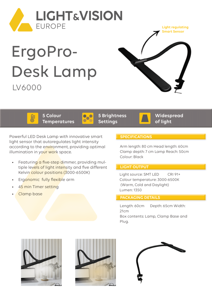 Light and Vision ErgoPro Desk Lamp Black (LV6000) Light and Vision ErgoPro Desk Lamp Black (LV6000)