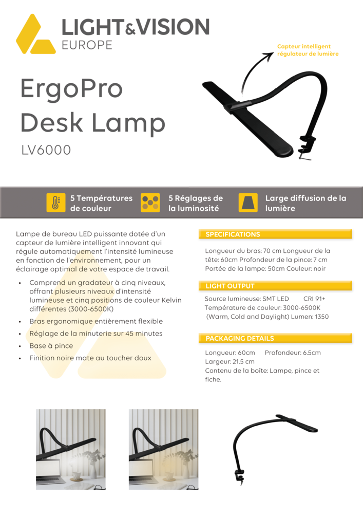 Light and Vision ErgoPro Desk Lamp Black (LV6000) Light and Vision ErgoPro Desk Lamp Black (LV6000)