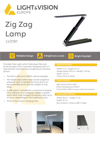 Light and Vision Zig Zag Lamp (LV3181)
