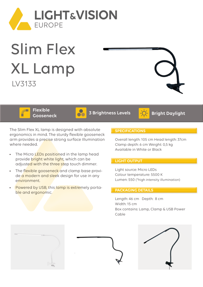 Light and Vision Slim Flex XL Lamp Black (LV3133) Light and Vision Slim Flex XL Lamp Black (LV3133)