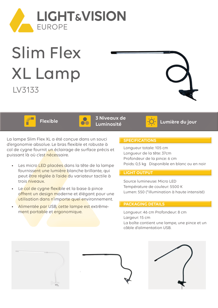 Light and Vision Slim Flex XL Lamp Black (LV3133) Light and Vision Slim Flex XL Lamp Black (LV3133)