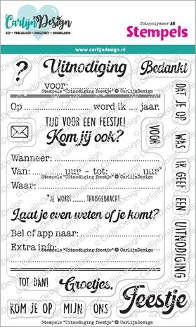 CarlijnDesign Stempels Uitnodiging Feestje (CDST-0143)