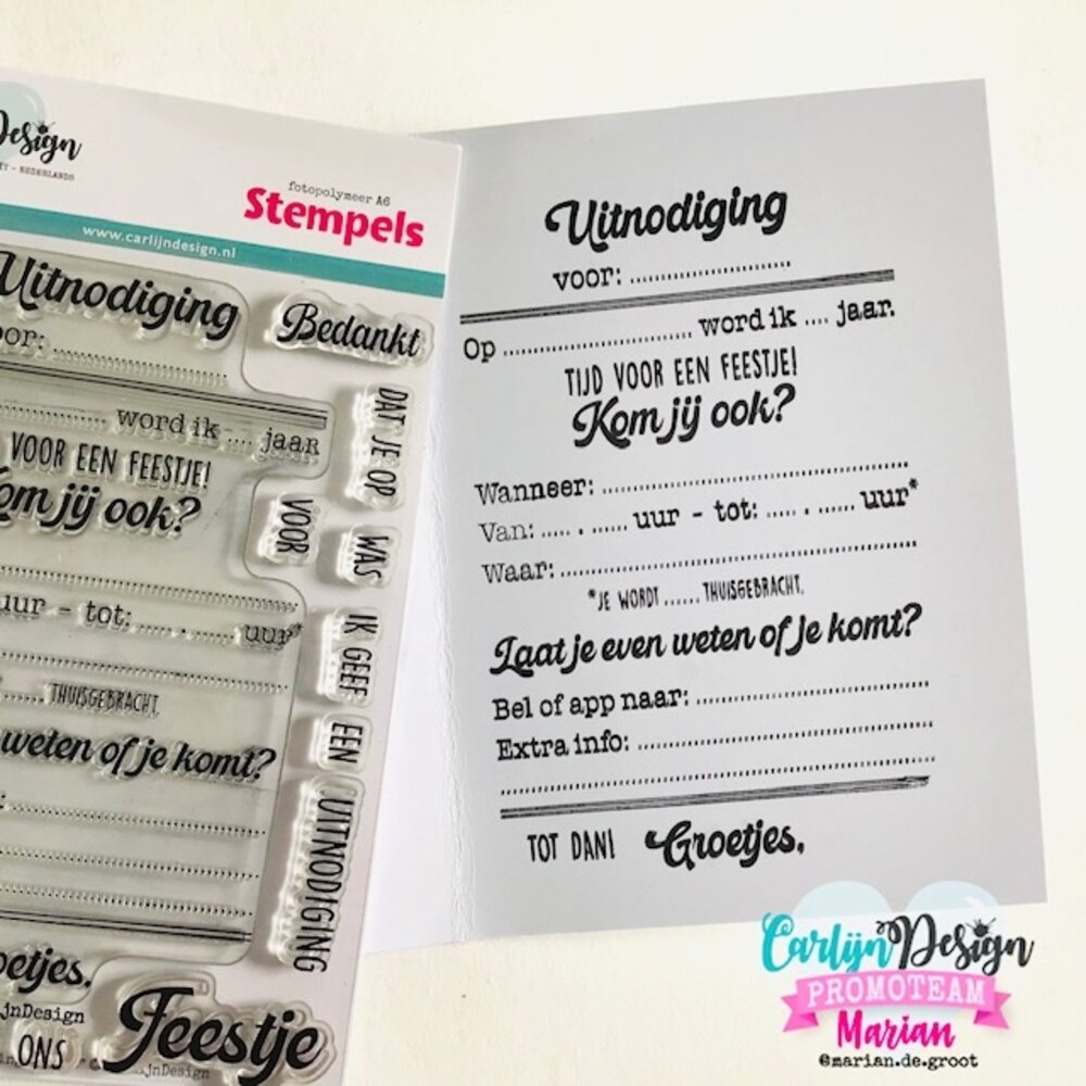 CarlijnDesign Stempels Uitnodiging Feestje (CDST-0143)