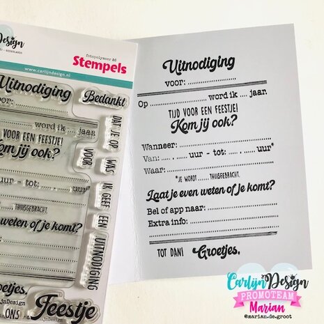 CarlijnDesign Clear Stamps Uitnodiging Feestje (CDST-0143)