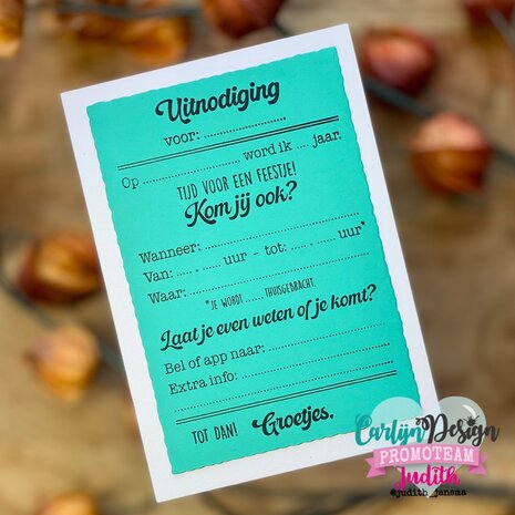 CarlijnDesign Stempels Uitnodiging Feestje (CDST-0143)