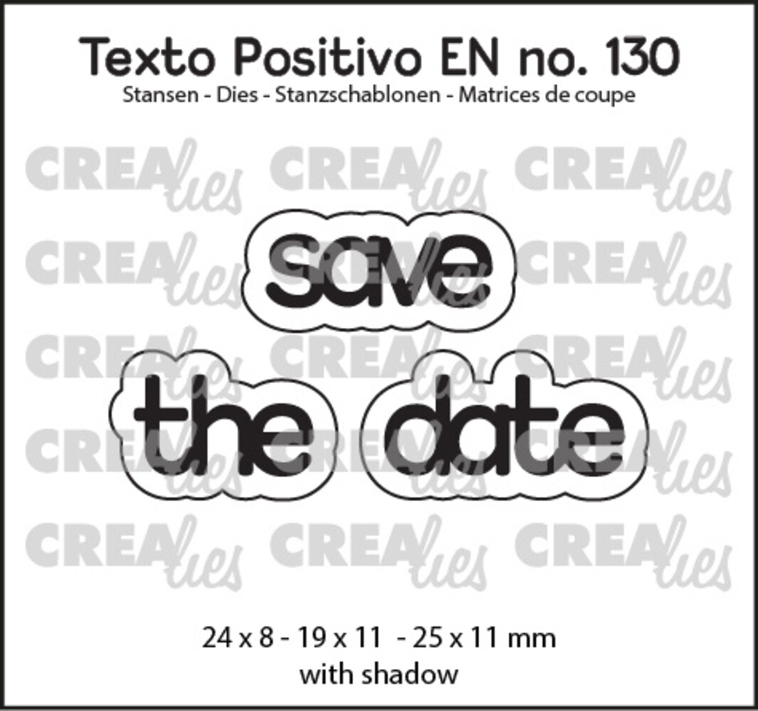 Crealies Texto Positivo Dies English Save The Date (POSEN130)