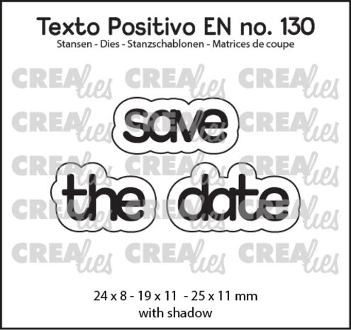 Crealies Texto Positivo Dies English Save The Date (POSEN130)