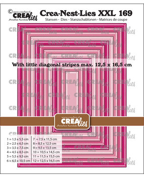 Crealies Crea-Nest-Lies XXL Dies No. 169 Rectangles with Little Diagonal Stripes (CLNestXXL169)