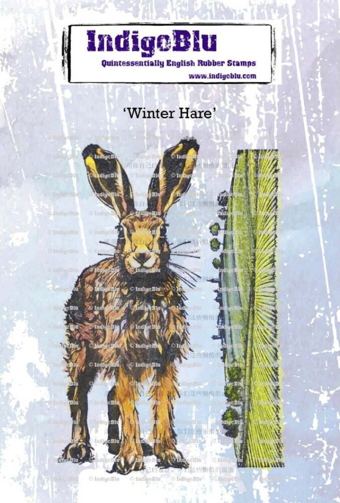 IndigoBlu Winter Hare A6 Red Rubber Stamp (IND1378)