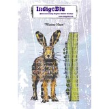 IndigoBlu Winter Hare A6 Red Rubber Stamp (IND1378)