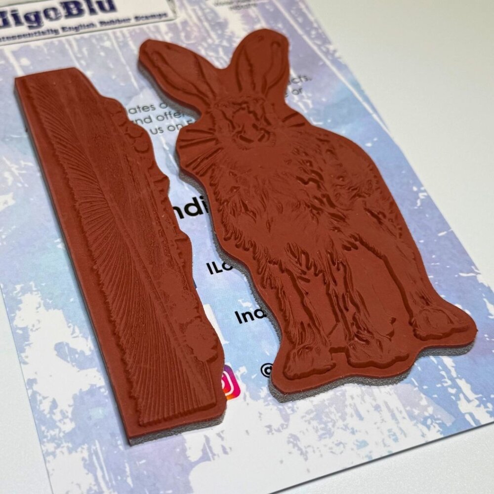 IndigoBlu Winter Hare A6 Red Rubber Stamp (IND1378)