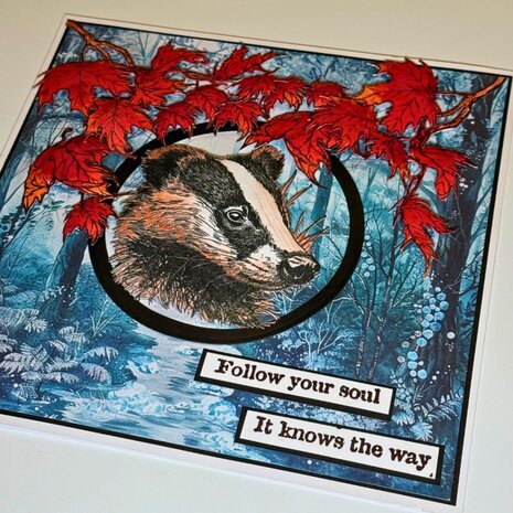 IndigoBlu Winter Badger A6 Red Rubber Stamp (IND1382)
