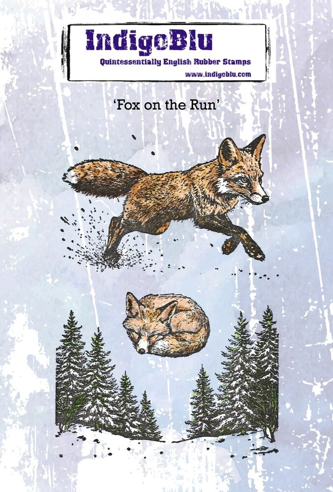 IndigoBlu Fox on the Run A6 Red Rubber Stamp (IND1396)