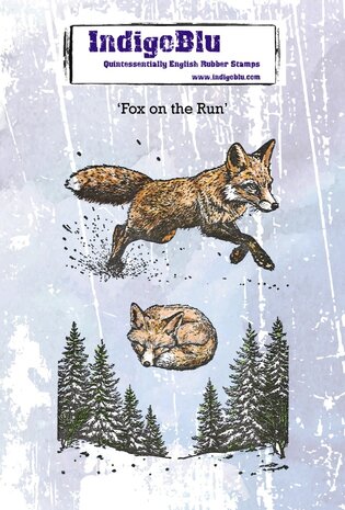 IndigoBlu Fox on the Run A6 Red Rubber Stamp (IND1396)