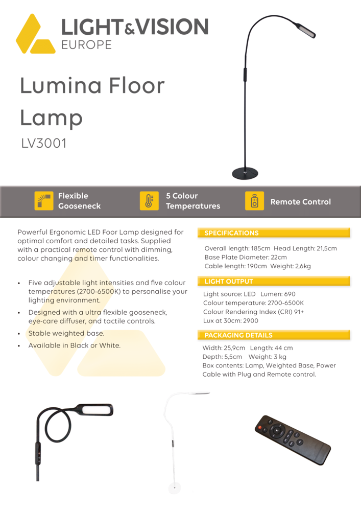 Light and Vision Lumina Floor Lamp White (LV3002) Light and Vision Lumina Floor Lamp White (LV3002)