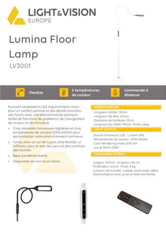 Light and Vision Lumina Floor Lamp White (LV3002) Light and Vision Lumina Floor Lamp White (LV3002)