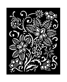 Stamperia Timeless Thick Stencil 20x25cm Batik Flowers (KSTD180)