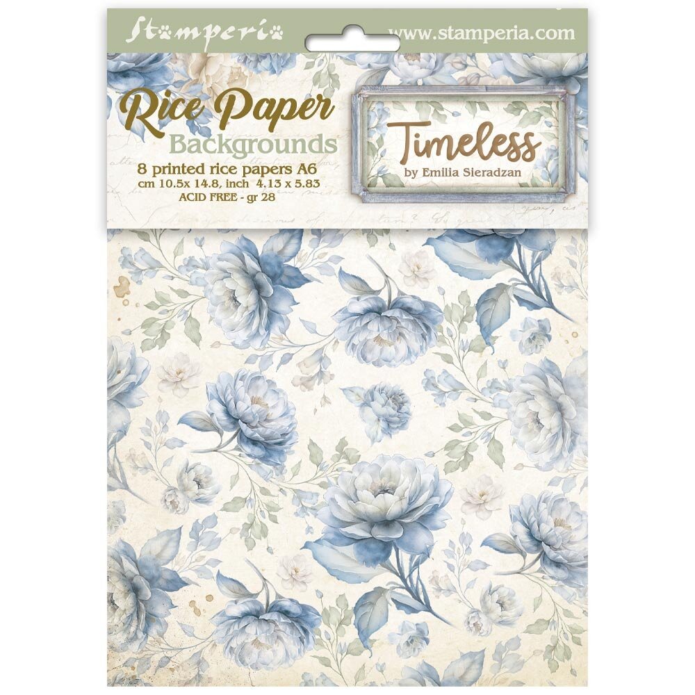 Stamperia Timeless A6 Rice Paper Backgrounds (8pcs) (DFSAK6041)