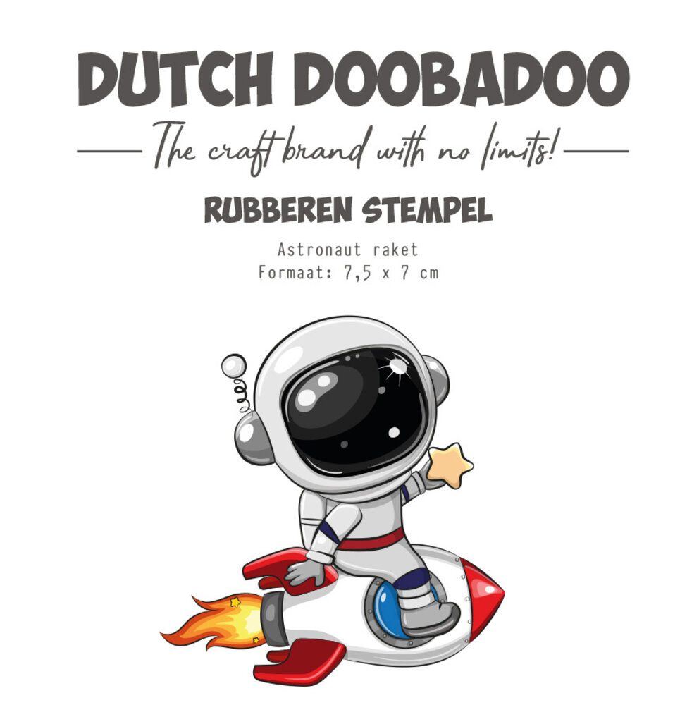 Dutch Doobadoo Outer Space Rubber Stamp A7 Astronaut Raket (497.004.034) (OUTLET)