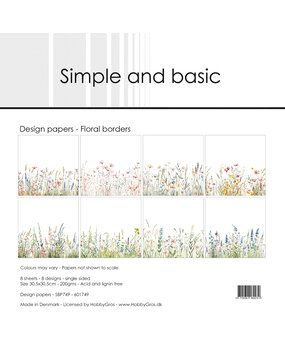 Simple and Basic Floral Borders 12x12 Inch Paper Pad (SBP749)