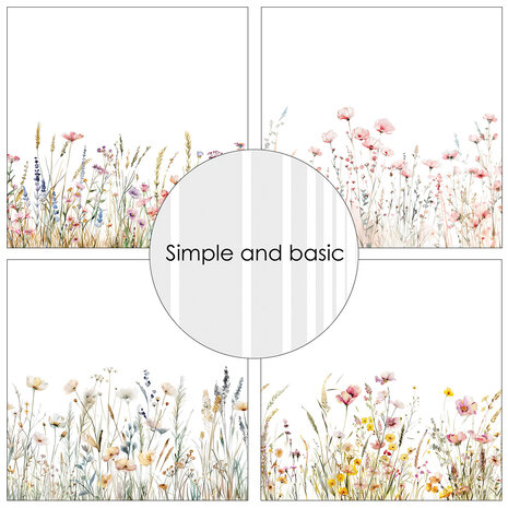 Simple and Basic Floral Borders 12x12 Inch Paper Pad (SBP749)