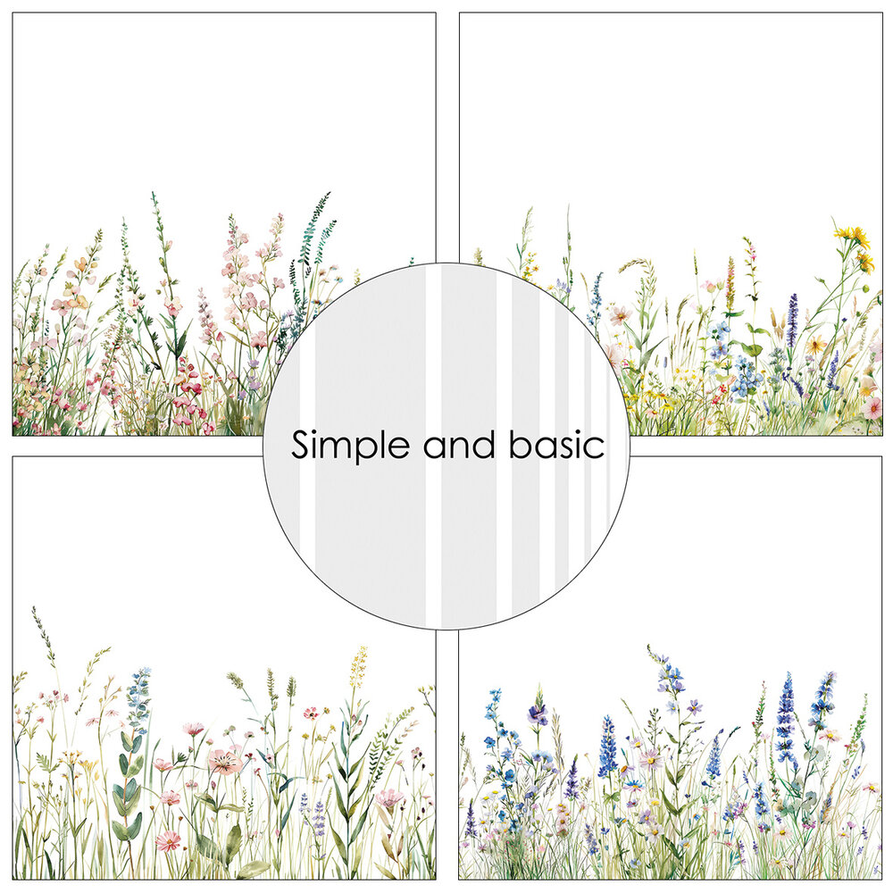 Simple and Basic Floral Borders 12x12 Inch Paper Pad (SBP749)